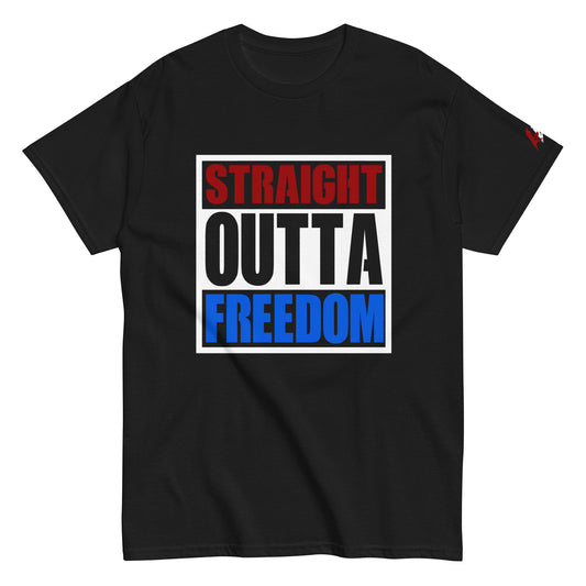 straight outta freedom tshirt red white brutal