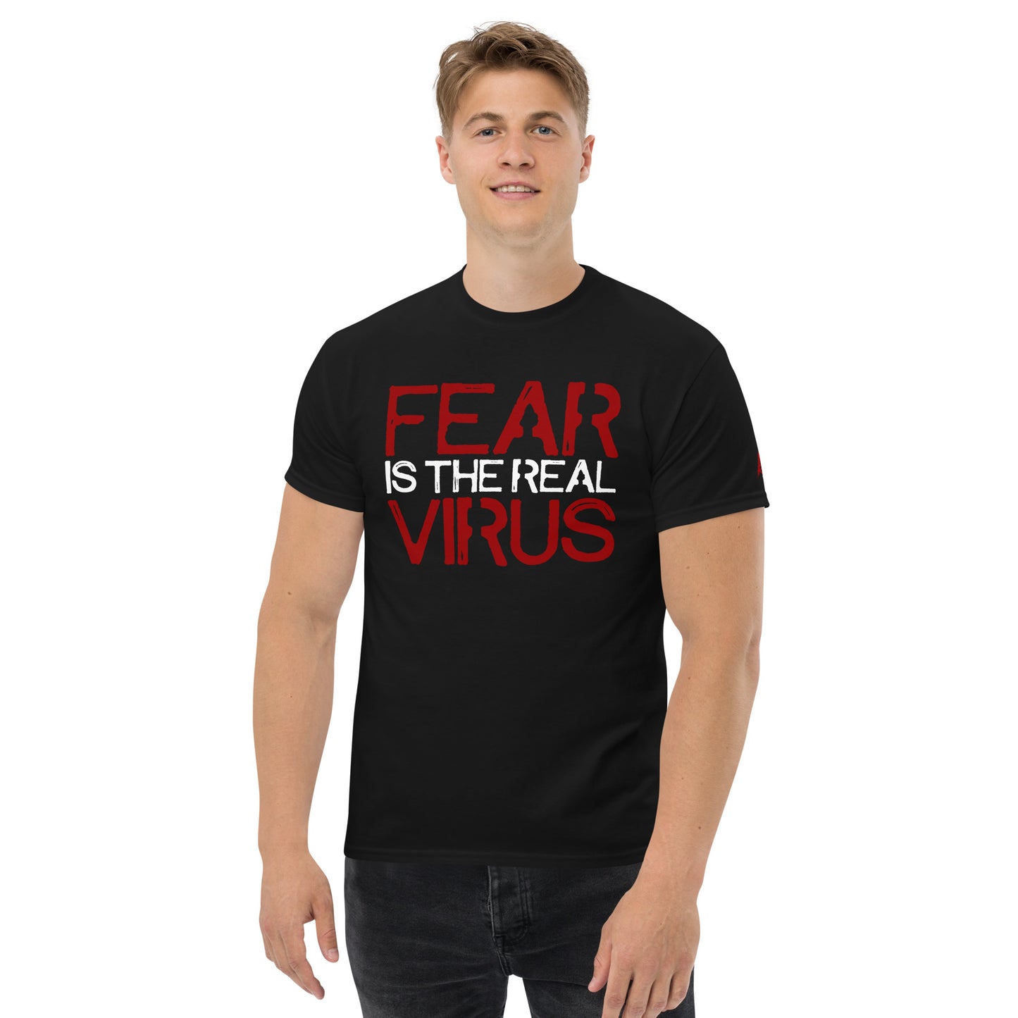 fear is the real virus tshirt red white brutal 