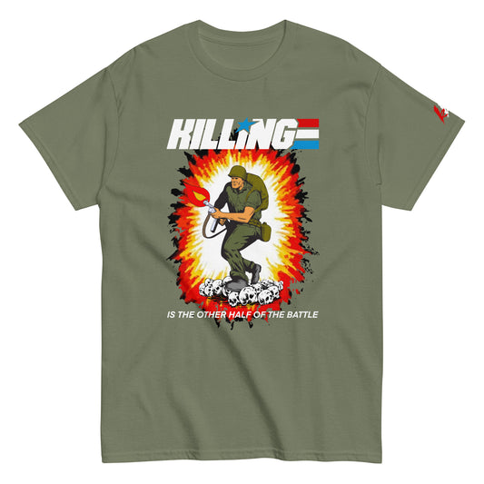 killing is the other half of the battle joe tshirt red white brutal gi patriotic